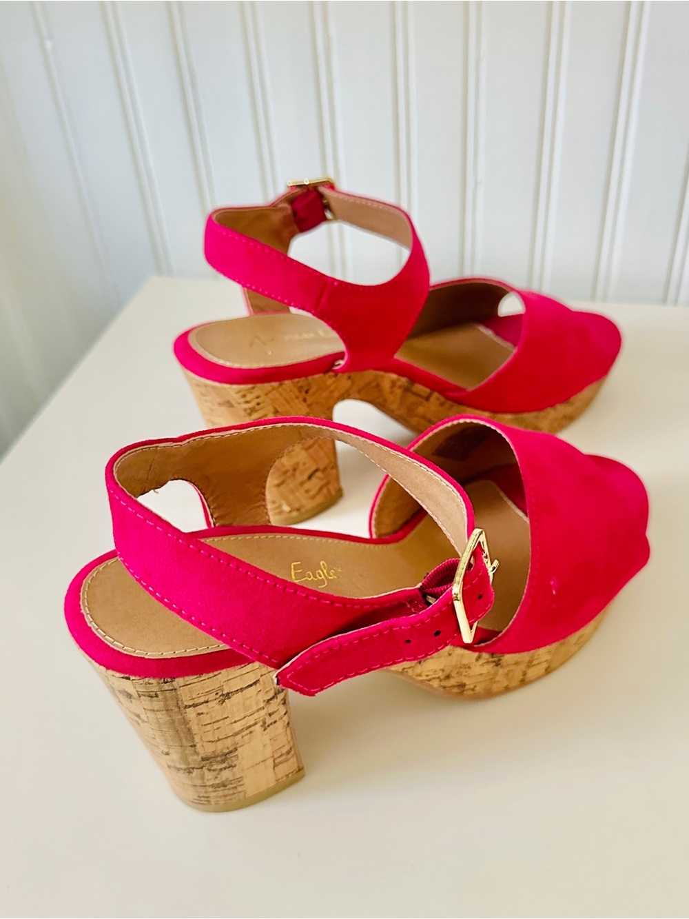 American Eagle Outfitters Hot Pink Cork Block Heel Sandals